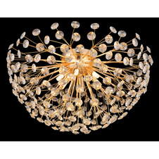 Stropní svítidlo, kov zlatý, K9 čiré křišťály, ø: 600 mm, V: 325 mm, včetně žárovek 6xG9 LED, max. 3,5 W 230 V, zdroj 350 lm, výkon 350 lm, 3000K, včetně LED žárovek 10676