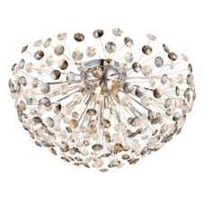 Stropní svítidlo, kov chrom, křišťály K9, kouřové, čiré, ø: 600 mm, V: 325 mm, včetně žárovek 6xG9 LED, max. 3,5 W 230 V, zdroj 350 lm, výkon 350 lm, 3000K, včetně LED žárovek 10676