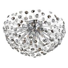 Stropní svítidlo, kov chrom, křišťály K9, kouřové, čiré, ø: 600 mm, V: 325 mm, včetně žárovek 6xG9 LED, max. 3,5 W 230 V, zdroj 350 lm, výkon 350 lm, 3000K, včetně LED žárovek 10676