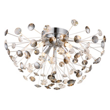 Stropní svítidlo, kov chrom, křišťály K9, kouřové, čiré, ø: 450 mm, V: 250 mm, včetně žárovek 4xG9 LED, max. 3,5 W 230 V, zdroj 350 lm, výkon 350 lm, 3000K, včetně LED žárovek 10676