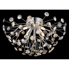 Stropní svítidlo, kov chrom, křišťály K9, kouřové, čiré, ø: 450 mm, V: 250 mm, včetně žárovek 4xG9 LED, max. 3,5 W 230 V, zdroj 350 lm, výkon 350 lm, 3000K, včetně LED žárovek 10676