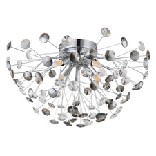 Stropní svítidlo, kov chrom, křišťály K9, kouřové, čiré, ø: 450 mm, V: 250 mm, včetně žárovek 4xG9 LED, max. 3,5 W 230 V, zdroj 350 lm, výkon 350 lm, 3000K, včetně LED žárovek 10676