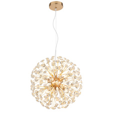 Závěsné svítidlo, zlatý kov, čiré křišťály K9, PVC kabel transparentní, výškově nastavitelné, ø: 400 mm, V: 1500 mm, včetně žárovek 8xG9 LED, max. 3,5 W 230 V, zdroj 350 lm, výkon 350 lm, 3000K, včetně LED žárovek 10676