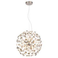 Závěsné svítidlo, kov chrom, křišťály K9, kouřové, čiré, transparentní PVC kabel, výškově nastavitelné, ø: 400 mm, V: 1500 mm, včetně žárovek 8xG9 LED, max. 3,5W 230 V, zdroj 350 lm, výkon 350 lm, 3000K, včetně LED žárovek 10676