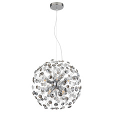 Závěsné svítidlo, kov chrom, křišťály K9, kouřové, čiré, transparentní PVC kabel, výškově nastavitelné, ø: 400 mm, V: 1500 mm, včetně žárovek 8xG9 LED, max. 3,5W 230 V, zdroj 350 lm, výkon 350 lm, 3000K, včetně LED žárovek 10676