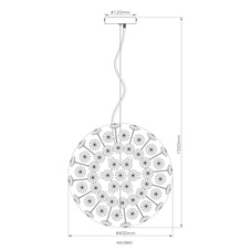 Závěsné svítidlo, kov chrom, křišťály K9, kouřové, čiré, transparentní PVC kabel, výškově nastavitelné, ø: 400 mm, V: 1500 mm, včetně žárovek 8xG9 LED, max. 3,5W 230 V, zdroj 350 lm, výkon 350 lm, 3000K, včetně LED žárovek 10676