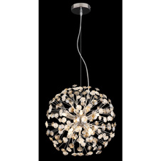 Závěsné svítidlo, kov chrom, křišťály K9, kouřové, čiré, transparentní PVC kabel, výškově nastavitelné, ø: 400 mm, V: 1500 mm, včetně žárovek 8xG9 LED, max. 3,5W 230 V, zdroj 350 lm, výkon 350 lm, 3000K, včetně LED žárovek 10676