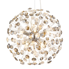 Závěsné svítidlo, kov chrom, křišťály K9, kouřové, čiré, transparentní PVC kabel, výškově nastavitelné, ø: 400 mm, V: 1500 mm, včetně žárovek 8xG9 LED, max. 3,5W 230 V, zdroj 350 lm, výkon 350 lm, 3000K, včetně LED žárovek 10676