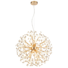 Závěsné svítidlo, zlatý kov, čiré křišťály K9, PVC kabel transparentní, výškově nastavitelné, ø: 600 mm, V: 1500 mm, včetně žárovek 9xG9 LED, max. 3,5 W 230 V, zdroj 350 lm, výkon 350 lm, 3000K, včetně LED žárovek 10676