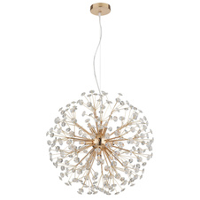 Závěsné svítidlo, zlatý kov, čiré křišťály K9, PVC kabel transparentní, výškově nastavitelné, ø: 600 mm, V: 1500 mm, včetně žárovek 9xG9 LED, max. 3,5 W 230 V, zdroj 350 lm, výkon 350 lm, 3000K, včetně LED žárovek 10676