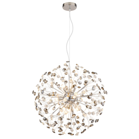 Závěsné svítidlo, kov chrom, křišťály K9, kouřové, čiré, průhledný PVC kabel, výškově nastavitelné, ø: 600 mm, V: 1500 mm, včetně 9xG9 LED žárovek, max. 3,5W 230 V, zdroj 350 lm, výkon 350 lm, 3000K, včetně LED žárovek 10676