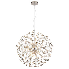 Závěsné svítidlo, kov chrom, křišťály K9, kouřové, čiré, průhledný PVC kabel, výškově nastavitelné, ø: 600 mm, V: 1500 mm, včetně 9xG9 LED žárovek, max. 3,5W 230 V, zdroj 350 lm, výkon 350 lm, 3000K, včetně LED žárovek 10676