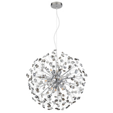 Závěsné svítidlo, kov chrom, křišťály K9, kouřové, čiré, průhledný PVC kabel, výškově nastavitelné, ø: 600 mm, V: 1500 mm, včetně 9xG9 LED žárovek, max. 3,5W 230 V, zdroj 350 lm, výkon 350 lm, 3000K, včetně LED žárovek 10676