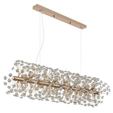 Závěsné svítidlo, zlatý kov, čiré křišťály K9, PVC kabel transparentní, výškově nastavitelné, DxŠxV: 900x300x1500mm, včetně 12xLED žárovky G9, max. 3,5W 230V, zdroj 350lm, výkon 350lm, 3000K, včetně LED žárovek 10676