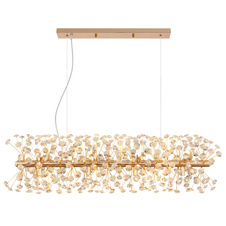 Závěsné svítidlo, zlatý kov, čiré křišťály K9, PVC kabel transparentní, výškově nastavitelné, DxŠxV: 900x300x1500mm, včetně 12xLED žárovky G9, max. 3,5W 230V, zdroj 350lm, výkon 350lm, 3000K, včetně LED žárovek 10676