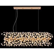 Závěsné svítidlo, zlatý kov, čiré křišťály K9, PVC kabel transparentní, výškově nastavitelné, DxŠxV: 900x300x1500mm, včetně 12xLED žárovky G9, max. 3,5W 230V, zdroj 350lm, výkon 350lm, 3000K, včetně LED žárovek 10676