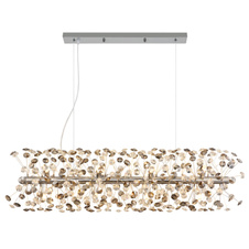 Závěsné svítidlo, kov chrom, křišťály K9, kouřové, čiré, průhledný PVC kabel, možnost zkrácení výšky, DxŠxV: 900x300x1500mm, včetně 12xLED žárovky G9, max. 3,5W 230V, zdroj 350lm, výkon 350lm, 3000K, včetně LED žárovek 10676