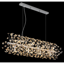 Závěsné svítidlo, kov chrom, křišťály K9, kouřové, čiré, průhledný PVC kabel, možnost zkrácení výšky, DxŠxV: 900x300x1500mm, včetně 12xLED žárovky G9, max. 3,5W 230V, zdroj 350lm, výkon 350lm, 3000K, včetně LED žárovek 10676
