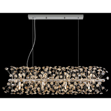 Závěsné svítidlo, kov chrom, křišťály K9, kouřové, čiré, průhledný PVC kabel, možnost zkrácení výšky, DxŠxV: 900x300x1500mm, včetně 12xLED žárovky G9, max. 3,5W 230V, zdroj 350lm, výkon 350lm, 3000K, včetně LED žárovek 10676