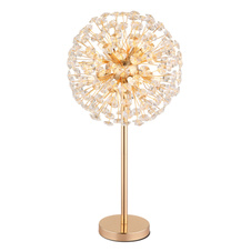 Stolní lampa, zlatý kov, čiré křišťály K9, kolébkový vypínač na kabelu, ø: 350 mm, V: 650 mm, délka kabelu 1500 mm, včetně žárovek 8xG9 LED, max. 3,5 W 230 V, zdroj 350 lm, výkon 350 lm, 3000K, včetně LED žárovek 10676