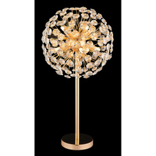 Stolní lampa, zlatý kov, čiré křišťály K9, kolébkový vypínač na kabelu, ø: 350 mm, V: 650 mm, délka kabelu 1500 mm, včetně žárovek 8xG9 LED, max. 3,5 W 230 V, zdroj 350 lm, výkon 350 lm, 3000K, včetně LED žárovek 10676