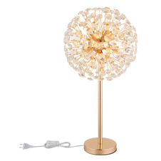 Stolní lampa, zlatý kov, čiré křišťály K9, kolébkový vypínač na kabelu, ø: 350 mm, V: 650 mm, délka kabelu 1500 mm, včetně žárovek 8xG9 LED, max. 3,5 W 230 V, zdroj 350 lm, výkon 350 lm, 3000K, včetně LED žárovek 10676