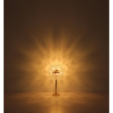 Stolní lampa, zlatý kov, čiré křišťály K9, kolébkový vypínač na kabelu, ø: 350 mm, V: 650 mm, délka kabelu 1500 mm, včetně žárovek 8xG9 LED, max. 3,5 W 230 V, zdroj 350 lm, výkon 350 lm, 3000K, včetně LED žárovek 10676