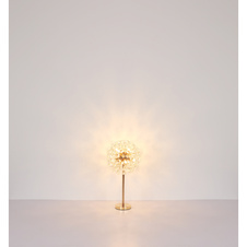 Stolní lampa, kov chrom, křišťály K9, kouřové, čiré, kolébkový vypínač na kabelu, ø: 350 mm, V: 650 mm, délka kabelu 1500 mm, včetně žárovek 8xG9 LED, max. 3,5 W 230 V, zdroj 350 lm, výkon 350 lm, 3000K, včetně LED žárovek 10676