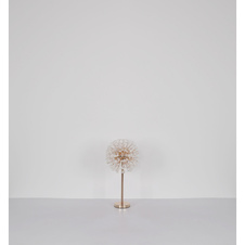 Stolní lampa, kov chrom, křišťály K9, kouřové, čiré, kolébkový vypínač na kabelu, ø: 350 mm, V: 650 mm, délka kabelu 1500 mm, včetně žárovek 8xG9 LED, max. 3,5 W 230 V, zdroj 350 lm, výkon 350 lm, 3000K, včetně LED žárovek 10676