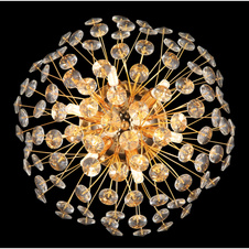 Nástěnné svítidlo, zlatý kov, K9 čiré křišťály, ø: 400 mm, V: 225 mm, včetně žárovek 6xG9 LED, max. 3,5 W 230 V, zdroj 350 lm, výkon 350 lm, 3000K, včetně LED žárovek 10676