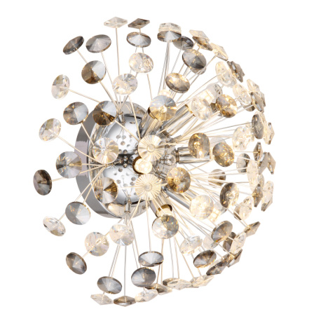 Nástěnné svítidlo, kov chrom, křišťály K9, kouřové, čiré, ø: 400 mm, V: 225 mm, včetně žárovek 6xG9 LED, max. 3,5 W 230 V, zdroj 350 lm, výkon 350 lm, 3000K, včetně LED žárovek 10676