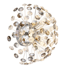 Nástěnné svítidlo, kov chrom, křišťály K9, kouřové, čiré, ø: 400 mm, V: 225 mm, včetně žárovek 6xG9 LED, max. 3,5 W 230 V, zdroj 350 lm, výkon 350 lm, 3000K, včetně LED žárovek 10676