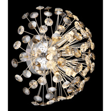 Nástěnné svítidlo, kov chrom, křišťály K9, kouřové, čiré, ø: 400 mm, V: 225 mm, včetně žárovek 6xG9 LED, max. 3,5 W 230 V, zdroj 350 lm, výkon 350 lm, 3000K, včetně LED žárovek 10676