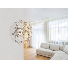 Nástěnné svítidlo, kov chrom, křišťály K9, kouřové, čiré, ø: 400 mm, V: 225 mm, včetně žárovek 6xG9 LED, max. 3,5 W 230 V, zdroj 350 lm, výkon 350 lm, 3000K, včetně LED žárovek 10676