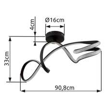 Stropní svítidlo, kov a hliník černý mat, plast transparentní, čiré akrylové křišťály, DxŠxV: 908x280x330mm, včetně LED 30W 230V, zdroj 3650lm, výkon 2350lm, 4000K