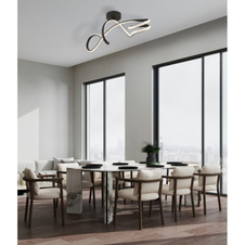Stropní svítidlo, kov a hliník černý mat, plast transparentní, čiré akrylové křišťály, DxŠxV: 908x280x330mm, včetně LED 30W 230V, zdroj 3650lm, výkon 2350lm, 4000K