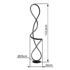 Stojací lampa, kov černý mat, hliník černý mat, plast čirý, akrylové křišťály čiré, kabel PVC černý, nožní spínač v kabelu, DxŠxVxH: 260x200x1325mm, včetně LED 36W 230V, zdroj 3860lm, výkon 1810lm, 4000K