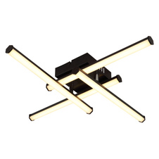 Stropní svítidlo, černý matný plast, bílý plast, otočné/výklopné, šestihranné profily, DxŠxV: 500x500x88mm, včetně LED 24W 230V, zdroj 2490lm, výkon 1470lm, 3000K