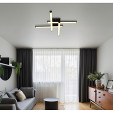 Stropní svítidlo, černý matný plast, bílý plast, otočné/výklopné, šestihranné profily, DxŠxV: 500x500x88mm, včetně LED 24W 230V, zdroj 2490lm, výkon 1470lm, 3000K