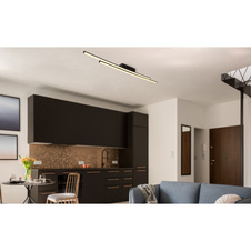 Stropní svítidlo, kov černý matný, plast bílý a černý, šestihranné profily, DxŠxV: 1100x60x66mm, včetně LED 24W 230V, zdroj 2530lm, výkon 1800lm, 3000K