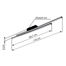 Stropní svítidlo, kov černý matný, plast bílý a černý, šestihranné profily, DxŠxV: 1100x60x66mm, včetně LED 24W 230V, zdroj 2530lm, výkon 1800lm, 3000K