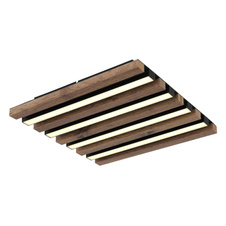 Stropní svítidlo, kov černý mat, MDF vzhled tmavého dřeva, plast bílý, DxŠxV: 300x300x50mm, včetně LED 15W 230V, zdroj 1500lm, výkon 800lm, 3000K