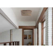 Stropní svítidlo, kov černý mat, MDF vzhled tmavého dřeva, plast bílý, DxŠxV: 300x300x50mm, včetně LED 15W 230V, zdroj 1500lm, výkon 800lm, 3000K