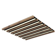 Stropní svítidlo, kov černý mat, MDF vzhled tmavého dřeva, plast bílý, DxŠxV: 450x450x50mm, včetně LED 30W 230V, zdroj 3100lm, výkon 1500lm, 3000K