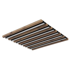 Stropní svítidlo, kov černý mat, MDF vzhled tmavého dřeva, plast bílý, DxŠxV: 450x450x50mm, včetně LED 30W 230V, zdroj 3100lm, výkon 1500lm, 3000K