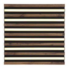 Stropní svítidlo, kov černý mat, MDF vzhled tmavého dřeva, plast bílý, DxŠxV: 450x450x50mm, včetně LED 30W 230V, zdroj 3100lm, výkon 1500lm, 3000K