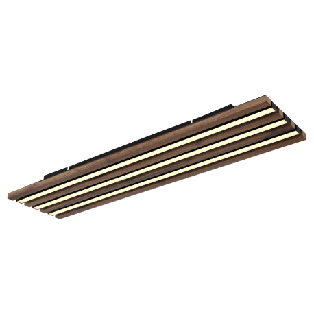 Stropní svítidlo, kov černý mat, MDF vzhled tmavého dřeva, plast bílý, DxŠxV: 800x200x50mm, včetně LED 30W 230V, zdroj 3100lm, výkon 1500lm, 3000K