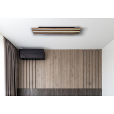 Stropní svítidlo, kov černý mat, MDF vzhled tmavého dřeva, plast bílý, DxŠxV: 800x200x50mm, včetně LED 30W 230V, zdroj 3100lm, výkon 1500lm, 3000K