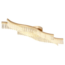 Stropní svítidlo, matný zlatý kov, čiré akrylové křišťály, DxŠxV: 1080x180x130mm, včetně LED 35W 230V, zdroj 4480lm, výkon 1560lm, 3200K