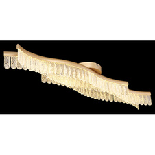 Stropní svítidlo, matný zlatý kov, čiré akrylové křišťály, DxŠxV: 1080x180x130mm, včetně LED 35W 230V, zdroj 4480lm, výkon 1560lm, 3200K